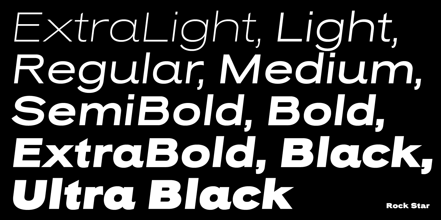 Ejemplo de fuente Rock Star Bold Italic